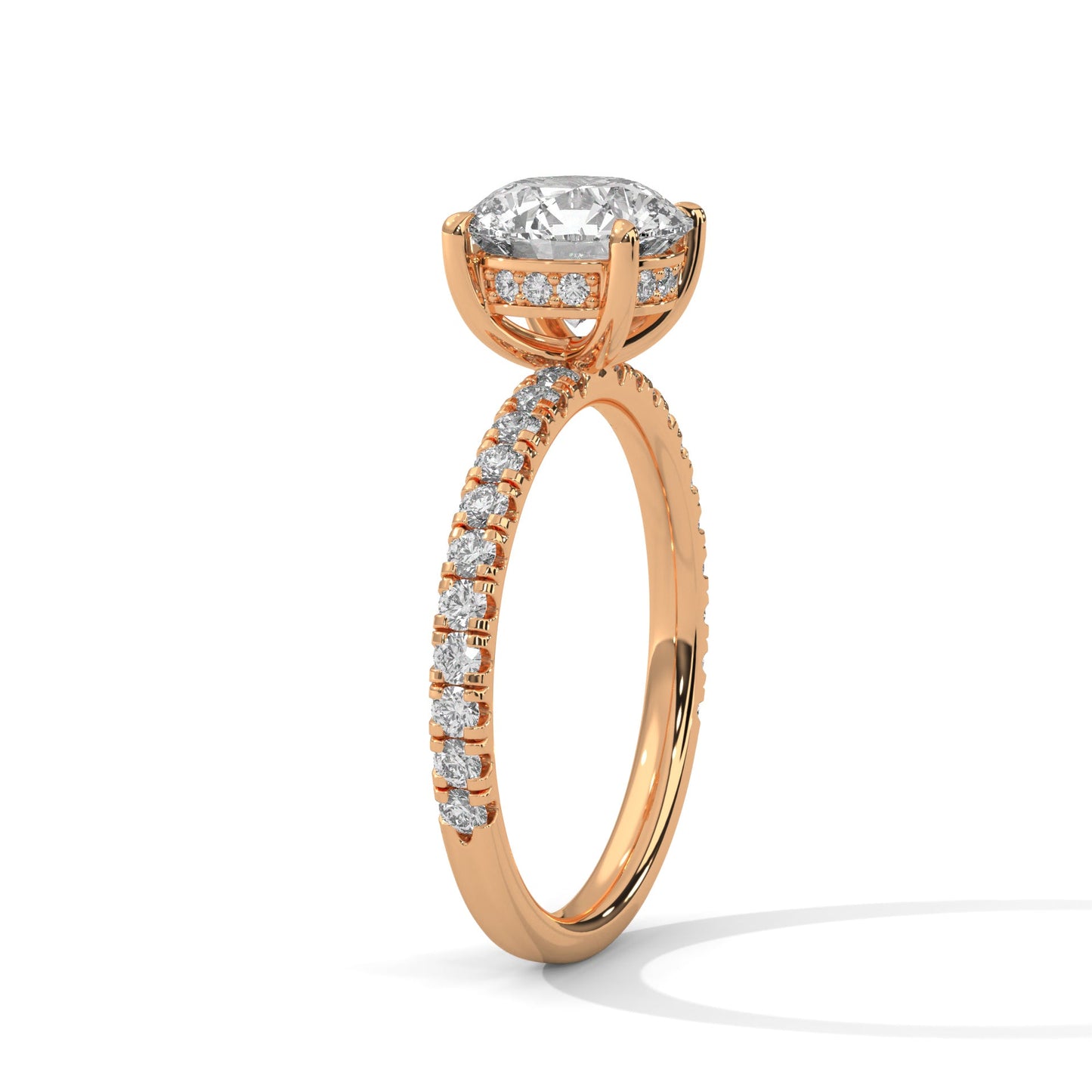 Odessa 1ct Round Lab-Grown Diamond Pave Engagement Ring | 1.47 CTW