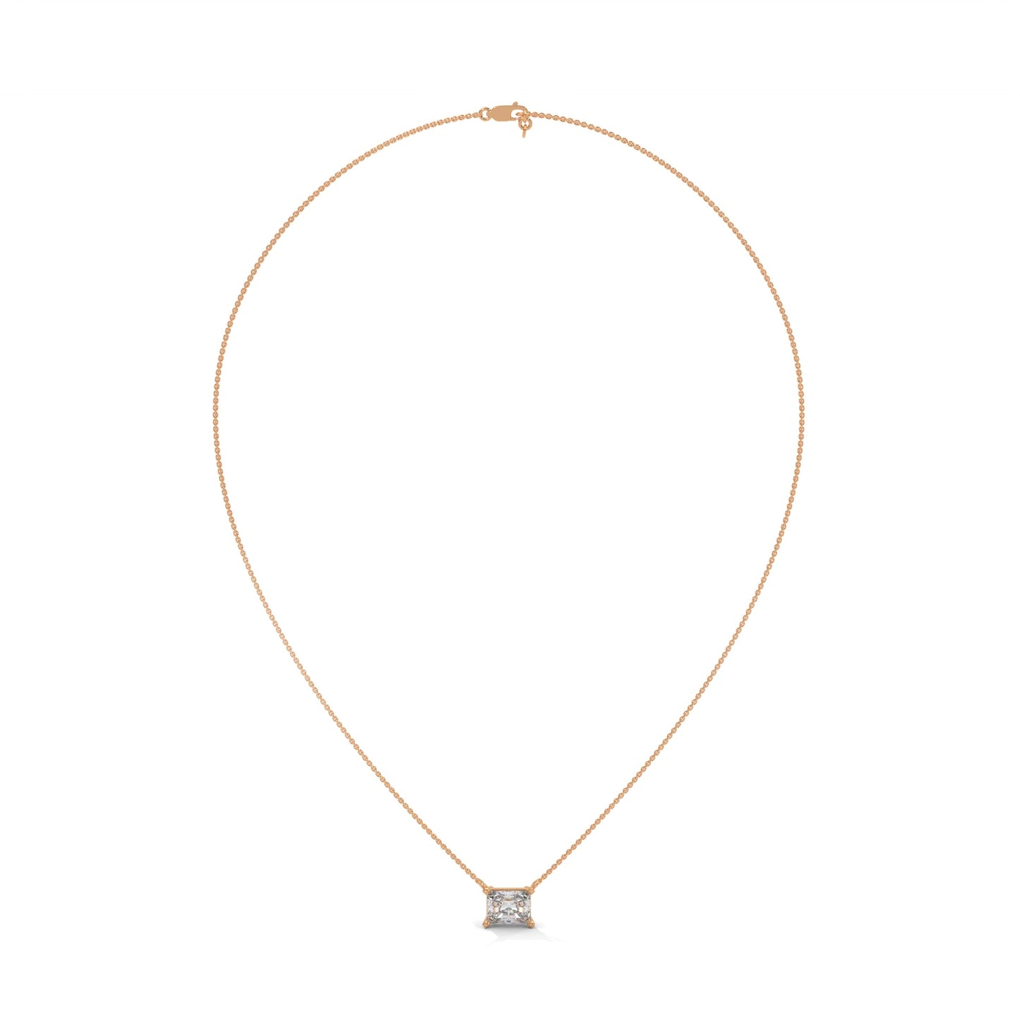 Timeless Brilliance Emerald-Cut Diamond Pendant Necklace 1.50ct | 14K Gold | 16”&18” Chain