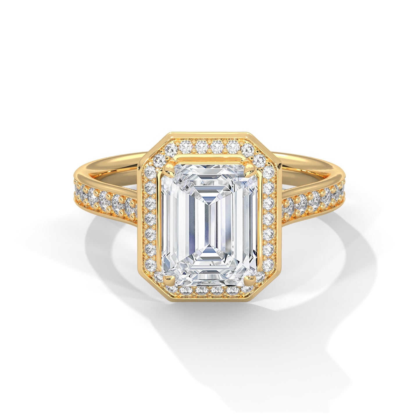 Luxe 1.5 ctw Halo Emerald-Cut Lab Grown Diamond Ring | 1.96 CTW