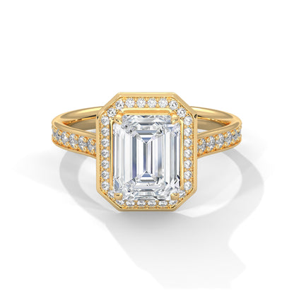 Luxe 1.5 ctw Halo Emerald-Cut Lab Grown Diamond Ring | 1.96 CTW