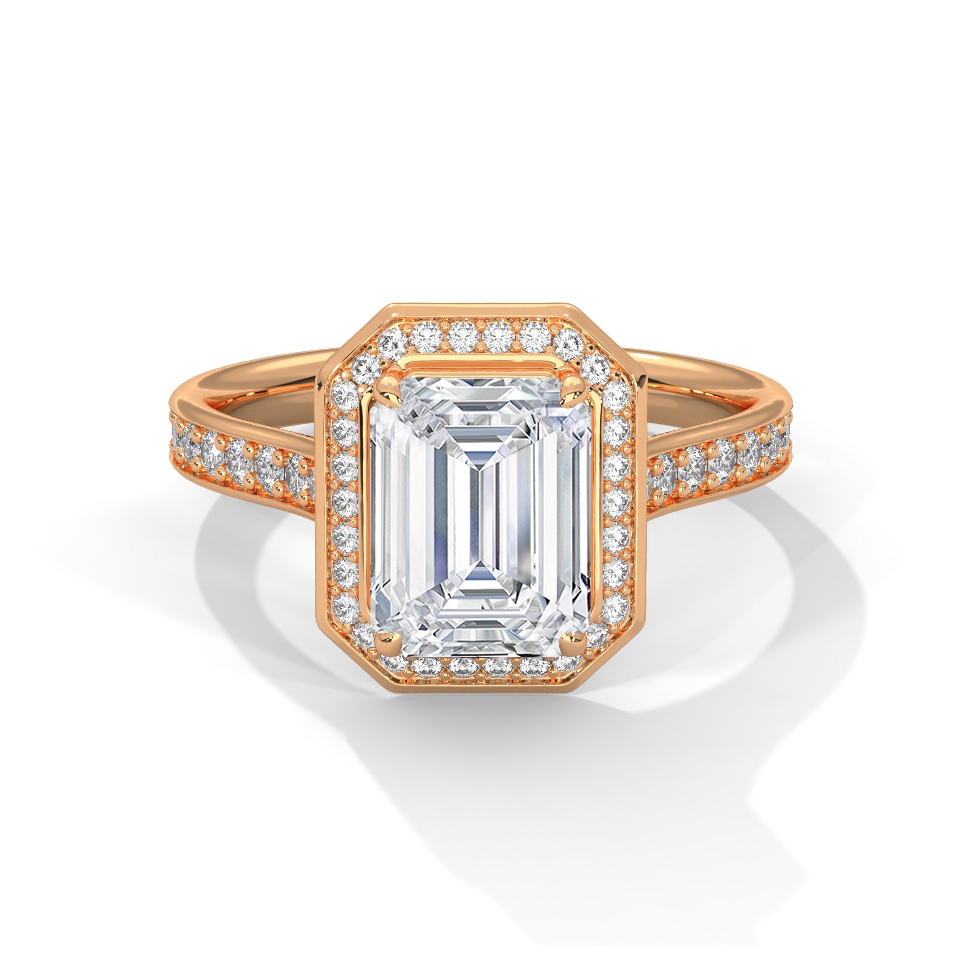 Luxe 1.5 ctw Halo Emerald-Cut Lab Grown Diamond Ring | 1.96 CTW