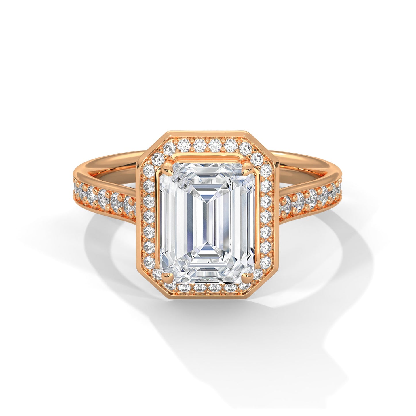 Halo Emerald-Cut Engagement Ring with 2ct Lab-Grown Diamond (F VS1)