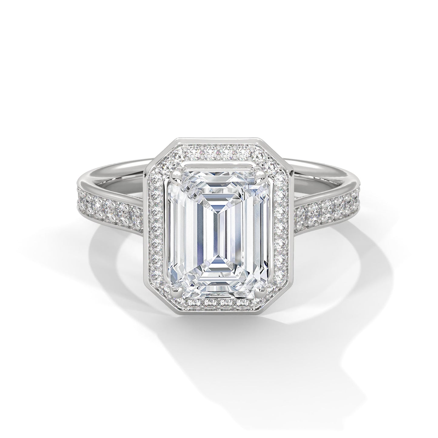 Halo Emerald-Cut Engagement Ring with 2ct Lab-Grown Diamond (F VS1)