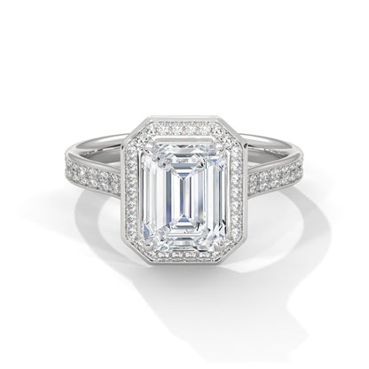 Halo Emerald-Cut Engagement Ring with 2ct Lab-Grown Diamond (F VS1)