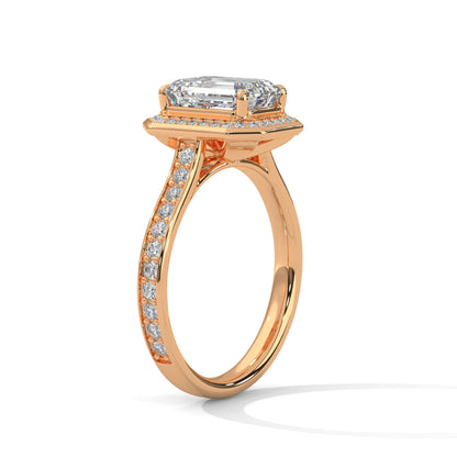 Halo Emerald-Cut Engagement Ring with 2ct Lab-Grown Diamond (F VS1)
