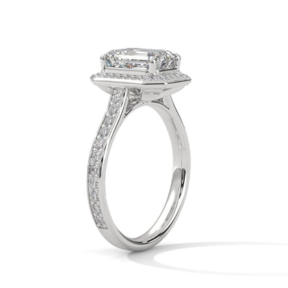 Halo Emerald-Cut Engagement Ring with 2ct Lab-Grown Diamond (F VS1)