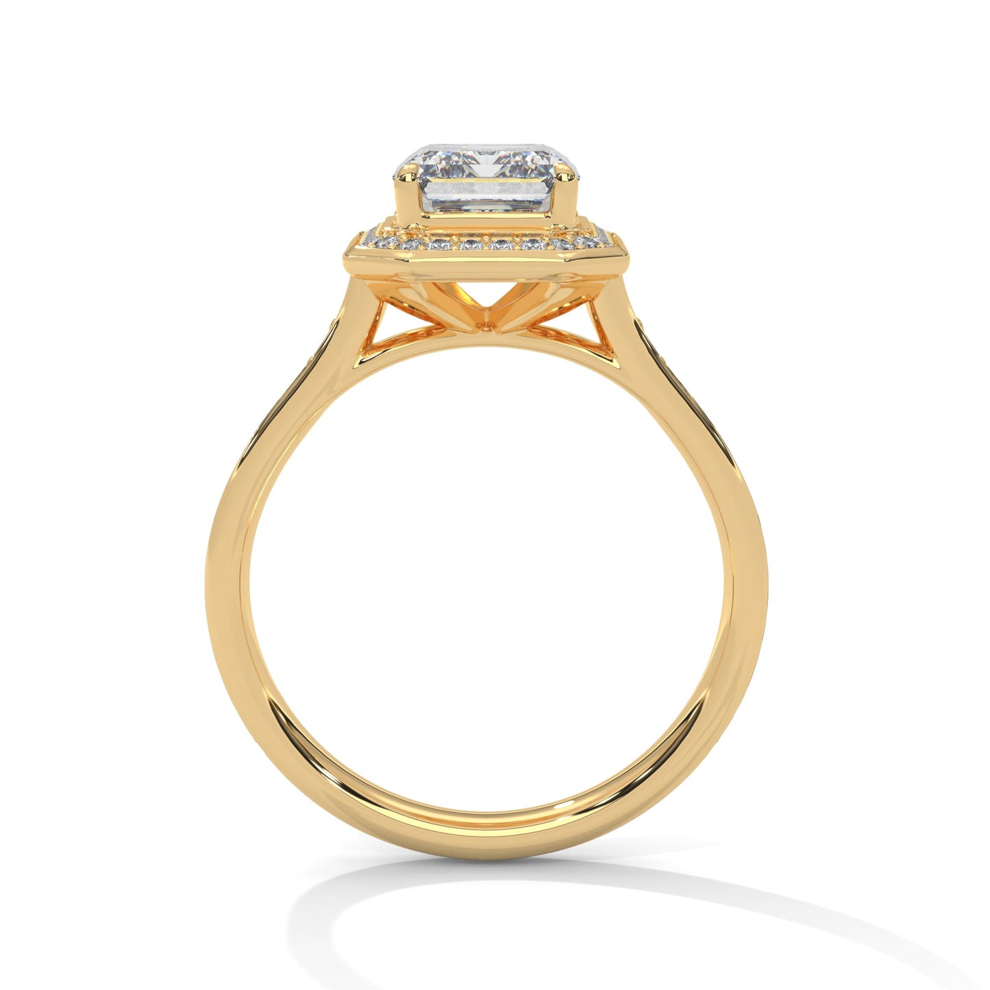 Halo Emerald-Cut Engagement Ring with 2ct Lab-Grown Diamond (F VS1)