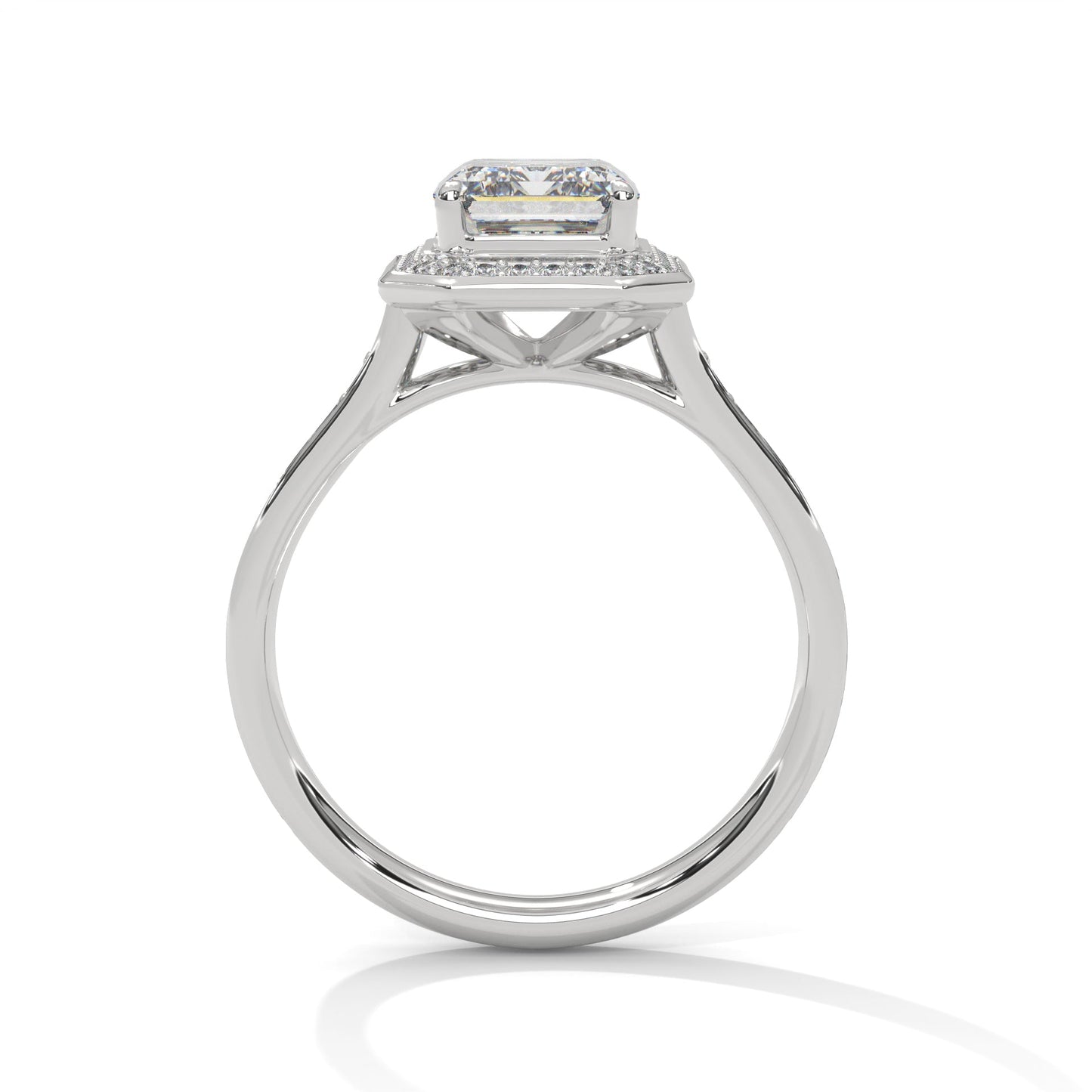 Halo Emerald-Cut Engagement Ring with 2ct Lab-Grown Diamond (F VS1)