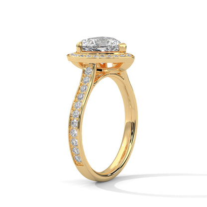 Heart-Shaped Halo Pave Engagement Ring with 2ct Lab-Grown Diamond (F VS1)
