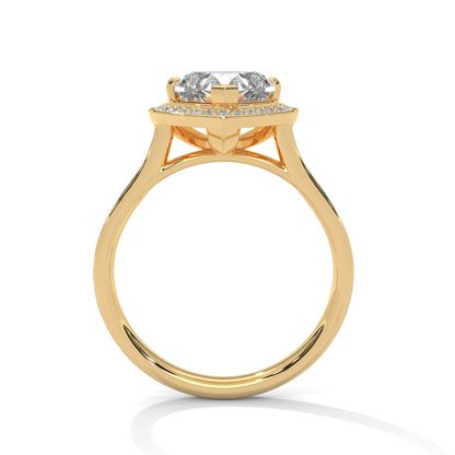 Heart-Shaped Halo Pave Engagement Ring with 2ct Lab-Grown Diamond (F VS1)