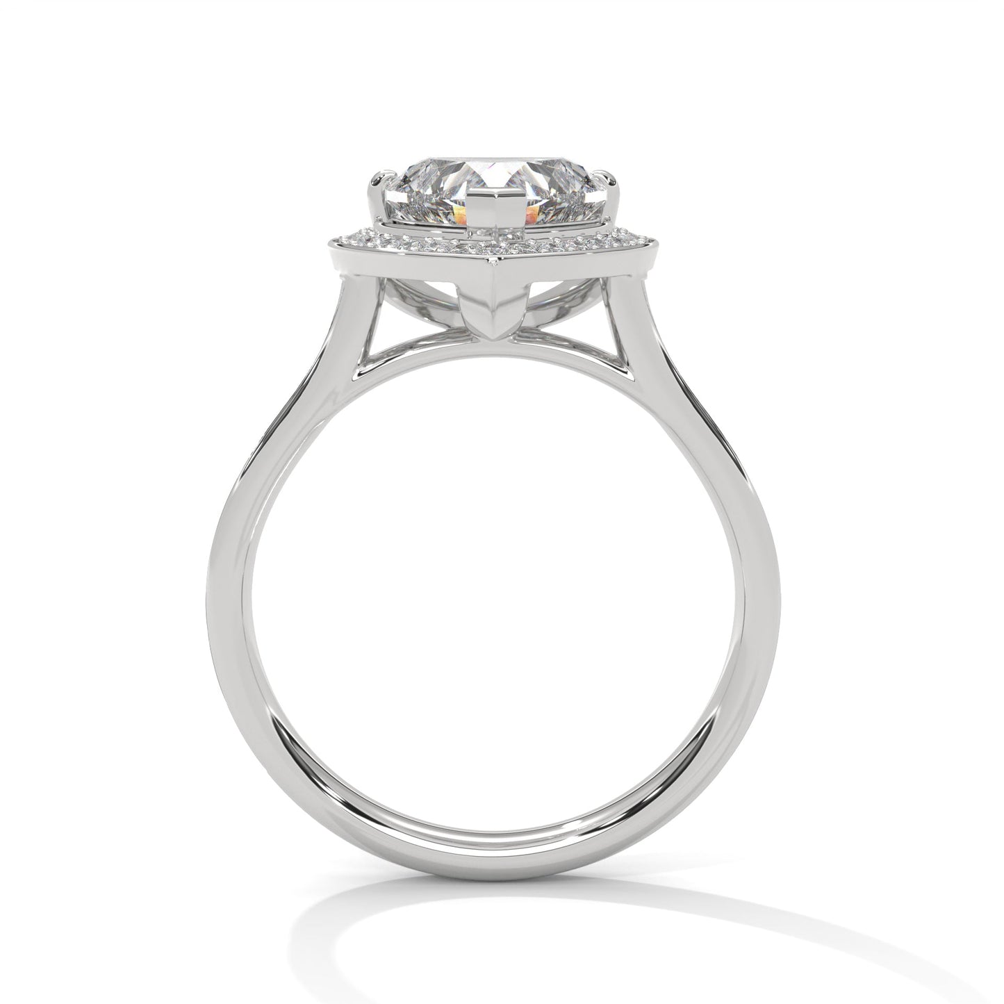 Heart-Shaped Halo Pave Engagement Ring with 2ct Lab-Grown Diamond (F VS1)