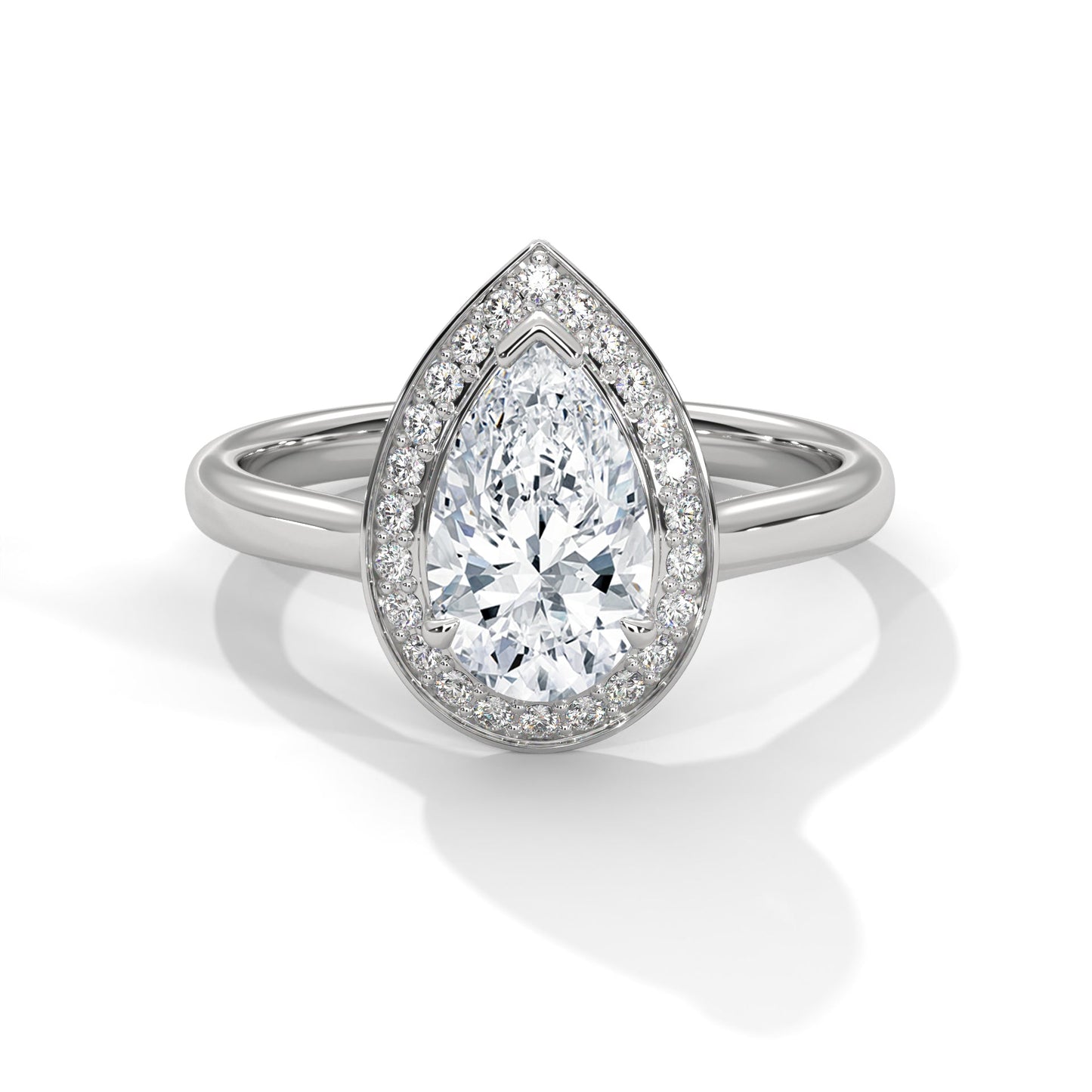 Pear-Shaped Halo Engagement Ring with 2ct Lab-Grown Diamond (F VS)