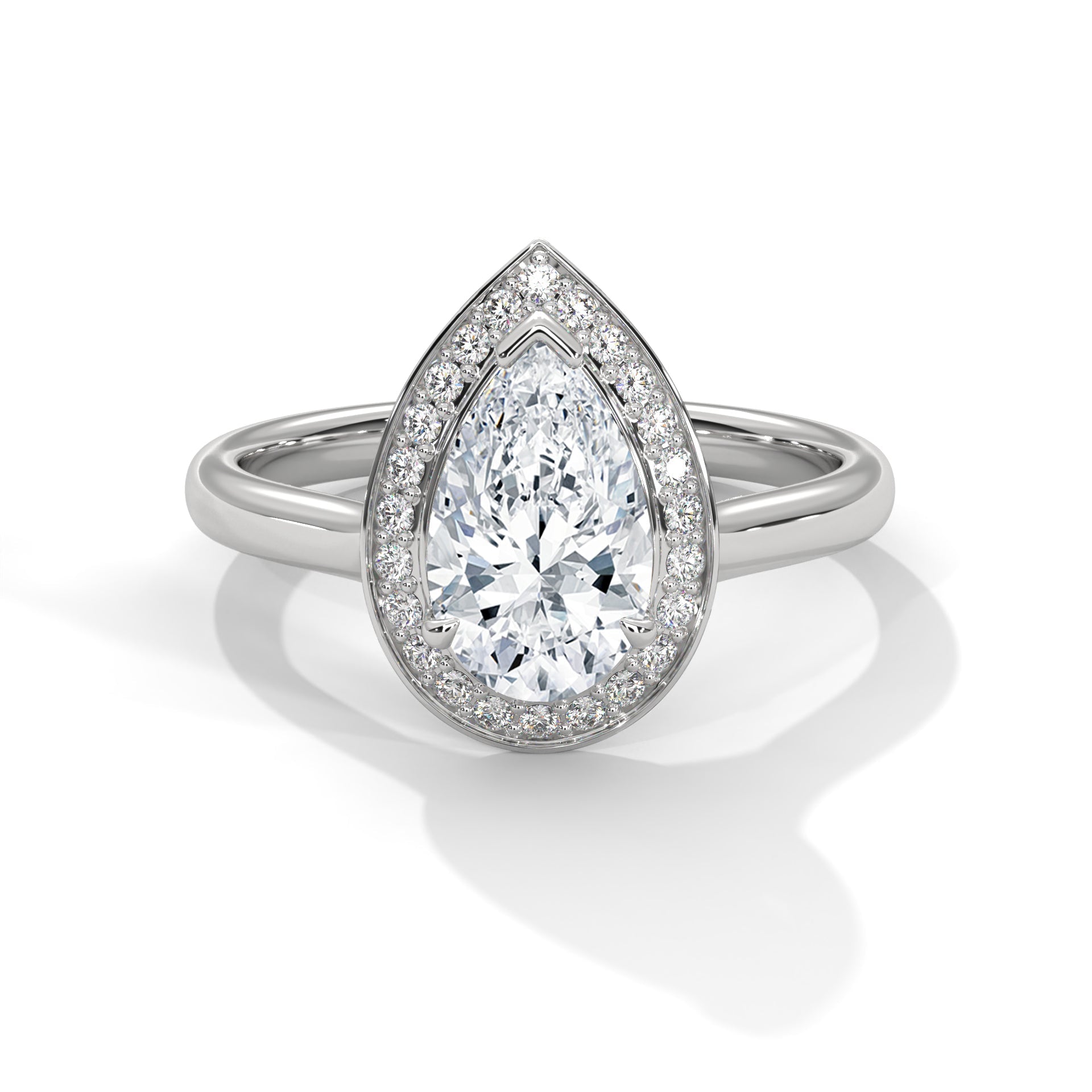 Pear-Shaped Halo Engagement Ring with 2ct Lab-Grown Diamond (F VS)