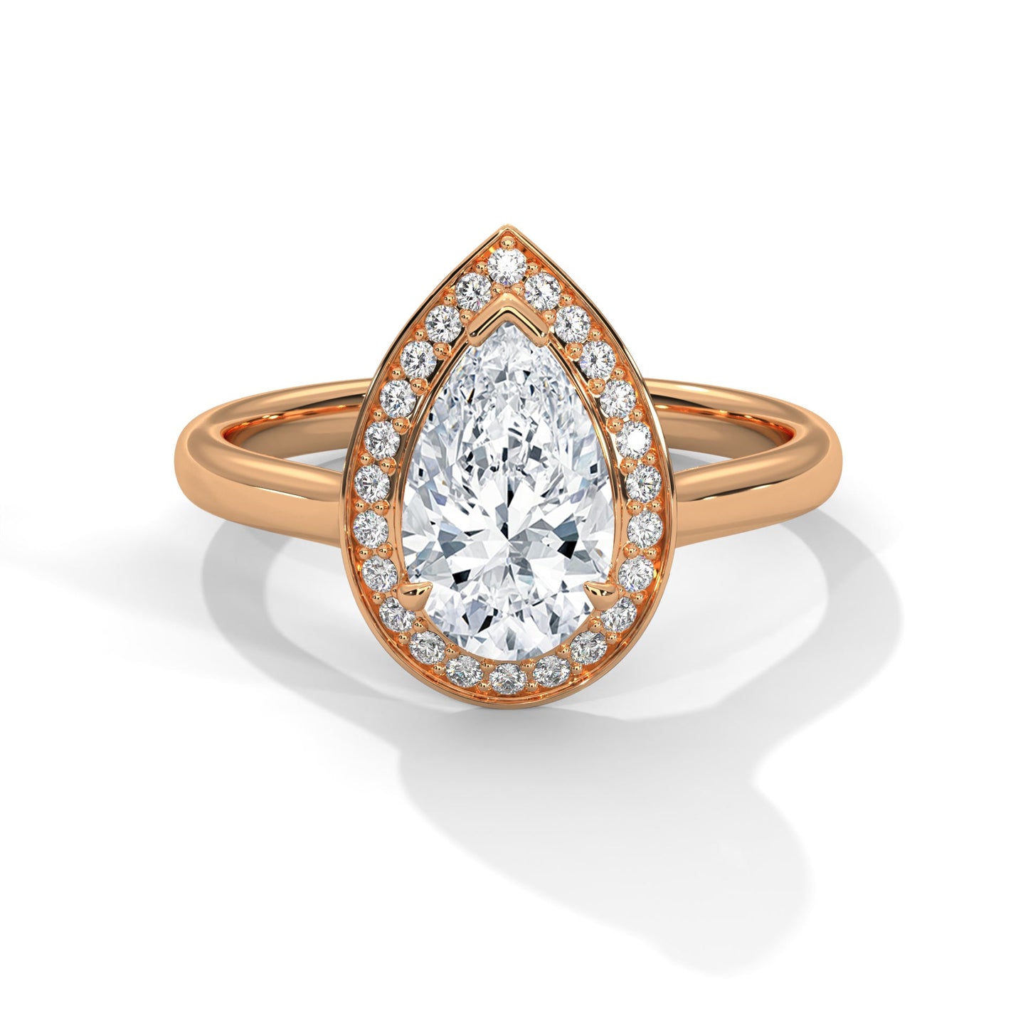 Pear-Shaped Halo Engagement Ring with 2ct Lab-Grown Diamond (F VS)