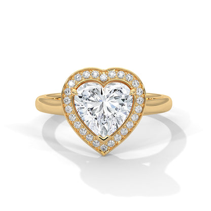Heart-Shaped Halo Engagement Ring with 2ct Lab-Grown Diamond (F VS1)