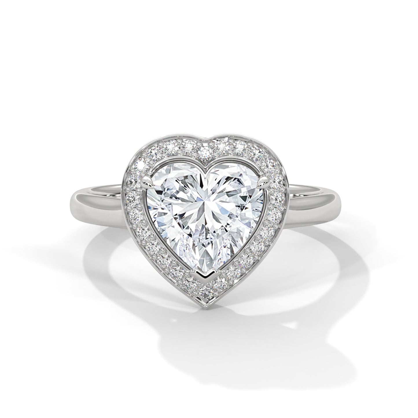 Heart-Shaped Halo Engagement Ring with 2ct Lab-Grown Diamond (F VS1)