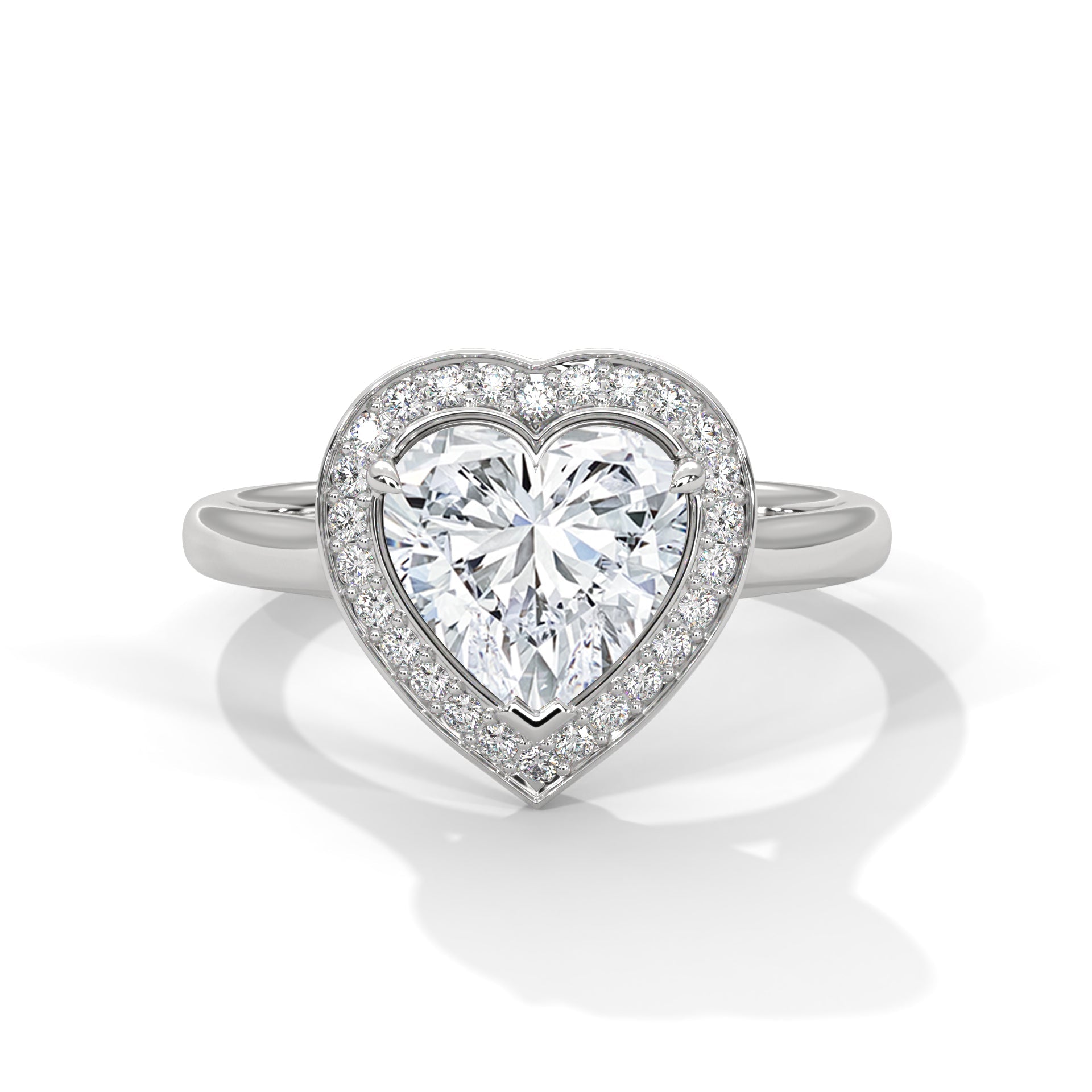 Heart-Shaped Halo Engagement Ring with 2ct Lab-Grown Diamond (F VS1)
