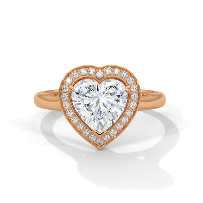 Heart-Shaped Halo Engagement Ring with 2ct Lab-Grown Diamond (F VS1)