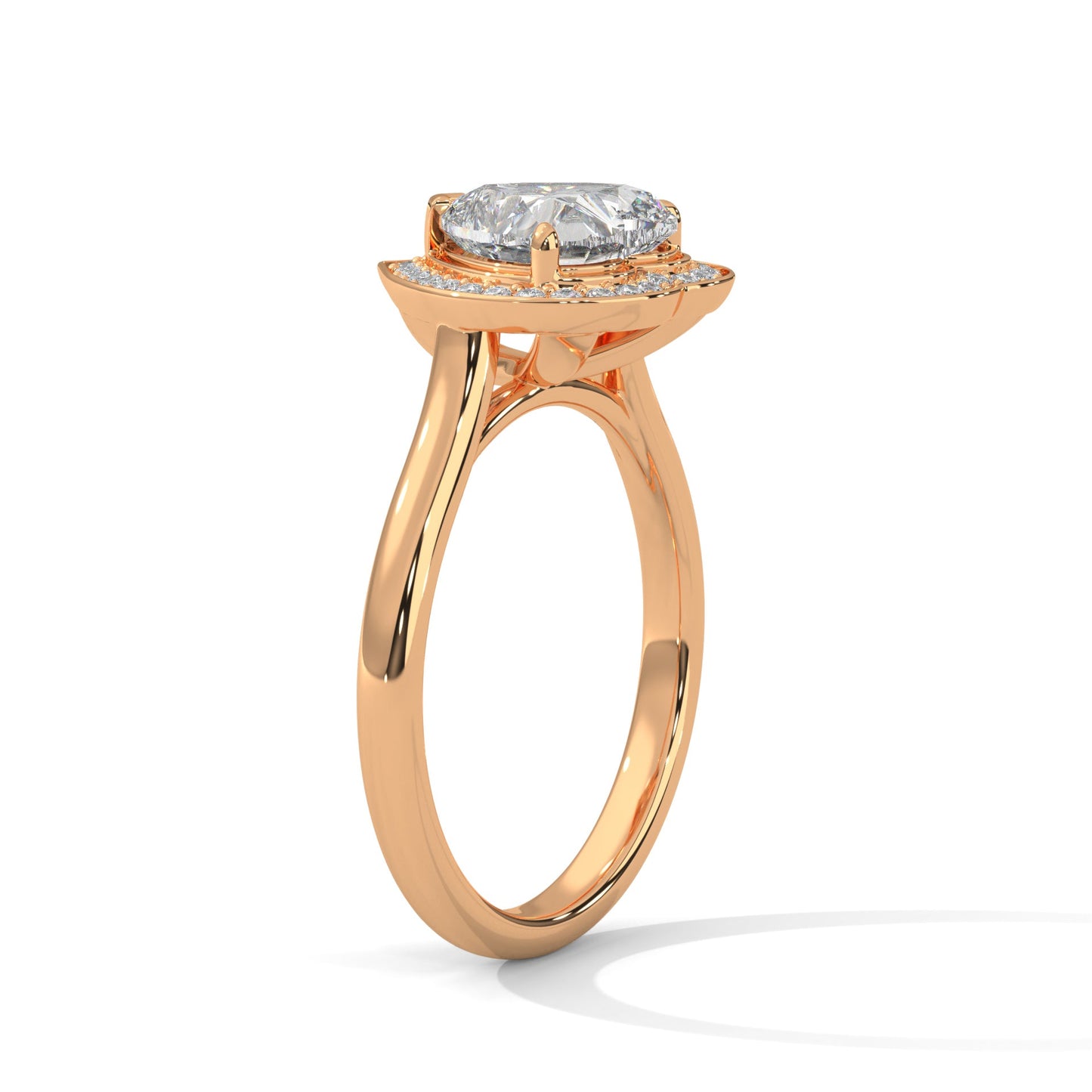 Heart-Shaped Halo Engagement Ring with 2ct Lab-Grown Diamond (F VS1)