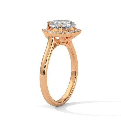 Heart-Shaped Halo Engagement Ring with 2ct Lab-Grown Diamond (F VS1)