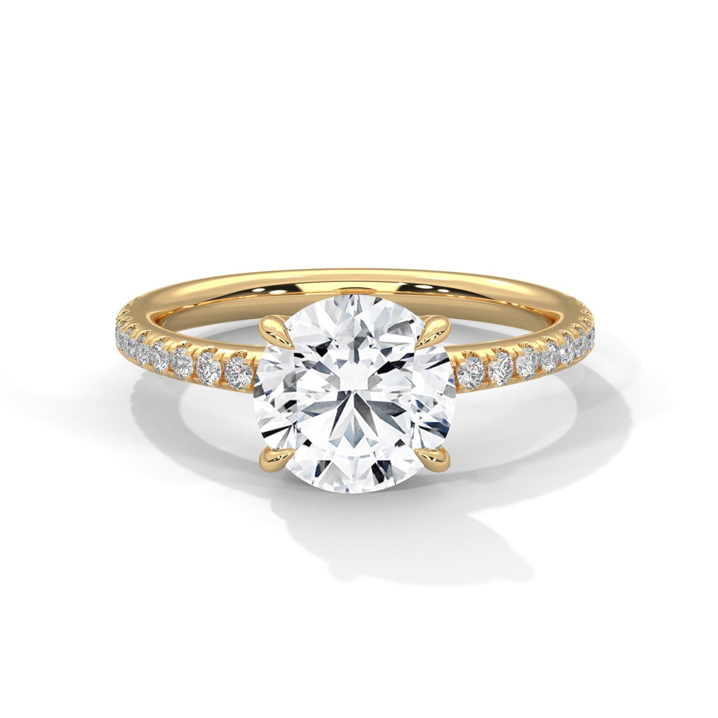 Round Brilliant-Cut Pave Engagement Ring with 2ct Lab-Grown Diamond (F VS1)