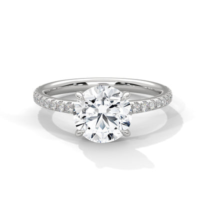 Lustrous Bloom 1.5 CT Round-Cut Lab Grown Diamond Pave Ring | 1.76 CTW