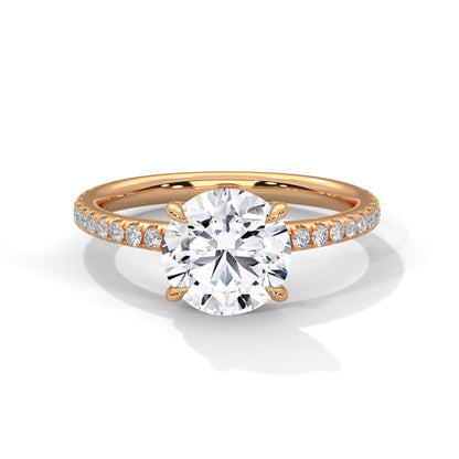 Lustrous Bloom 1.5 CT Round-Cut Lab Grown Diamond Pave Ring | 1.76 CTW