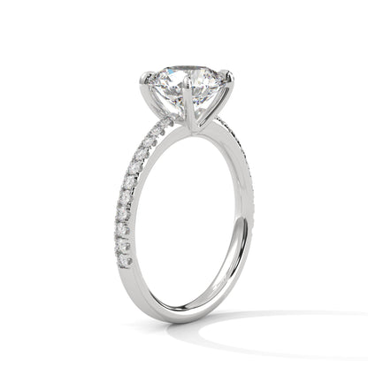 Round Brilliant-Cut Pave Engagement Ring with 2ct Lab-Grown Diamond (F VS1)