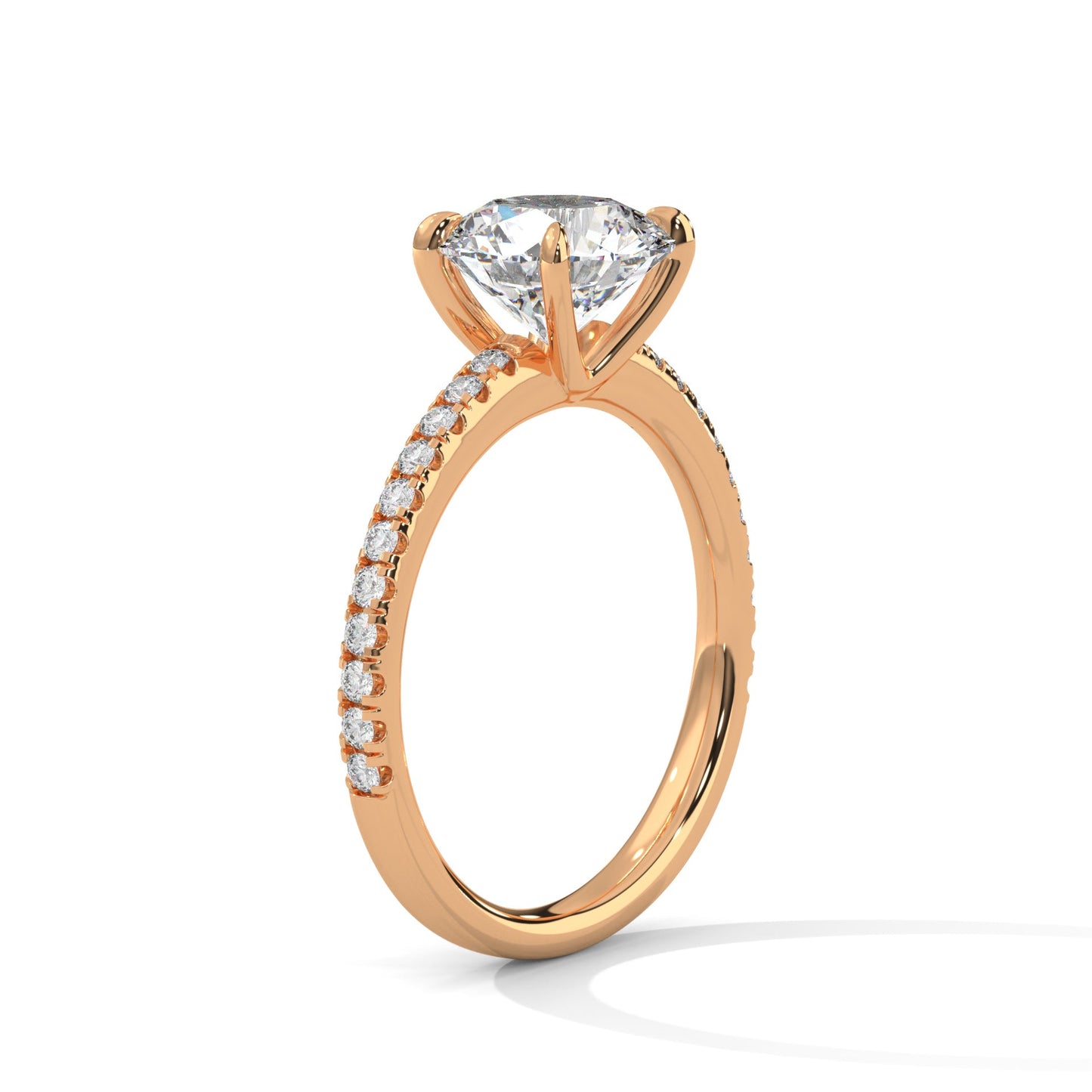 Round Brilliant-Cut Pave Engagement Ring with 2ct Lab-Grown Diamond (F VS1)