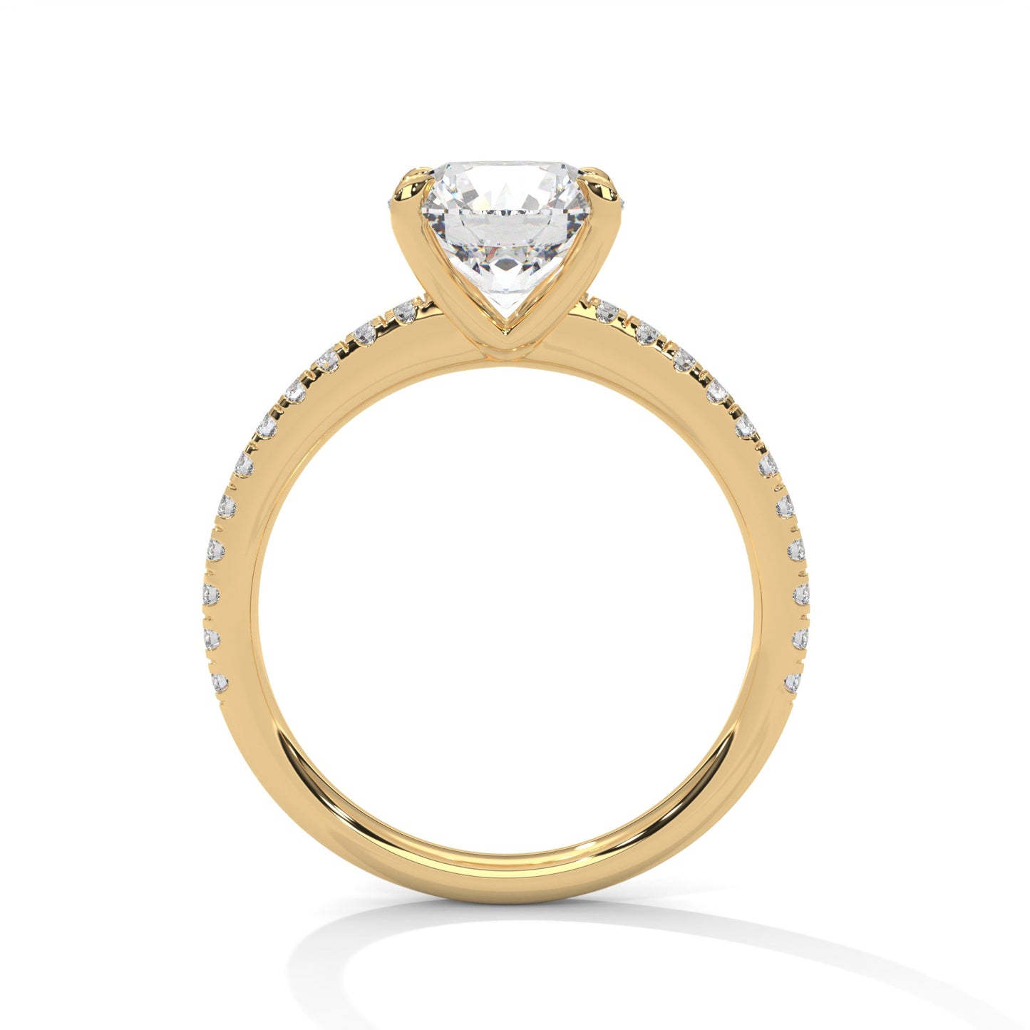 Round Brilliant-Cut Pave Engagement Ring with 2ct Lab-Grown Diamond (F VS1)