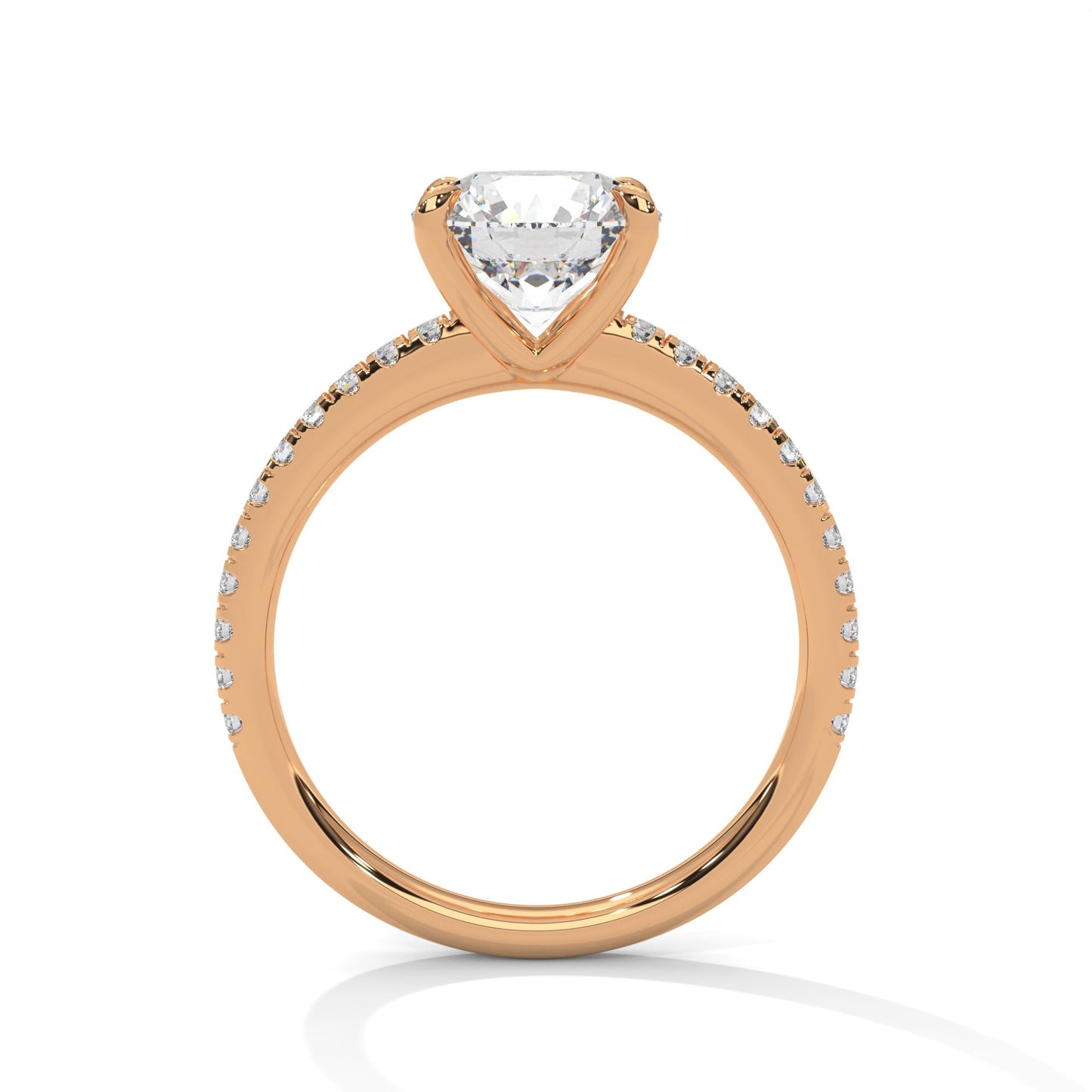 Round Brilliant-Cut Pave Engagement Ring with 2ct Lab-Grown Diamond (F VS1)