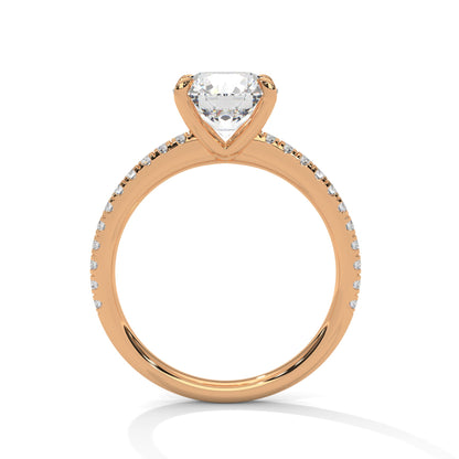 Round Brilliant-Cut Pave Engagement Ring with 2ct Lab-Grown Diamond (F VS1)