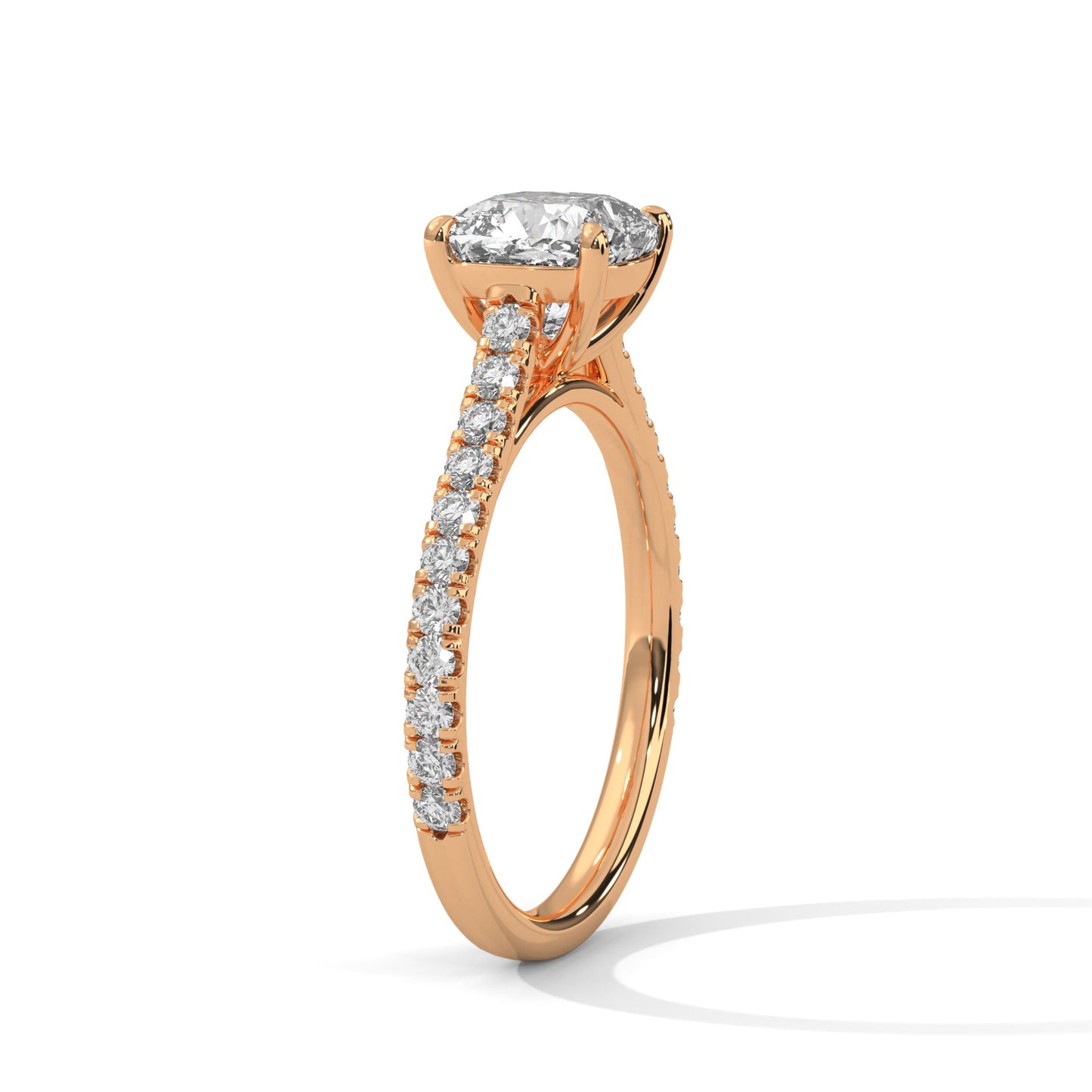 Luminous Charm 1 CT Cushion-Cut Lab Grown Diamond Pave Ring | 1.40 CTW
