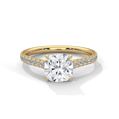 Luminous Charm 1 CT Cushion-Cut Lab Grown Diamond Pave Ring | 1.40 CTW