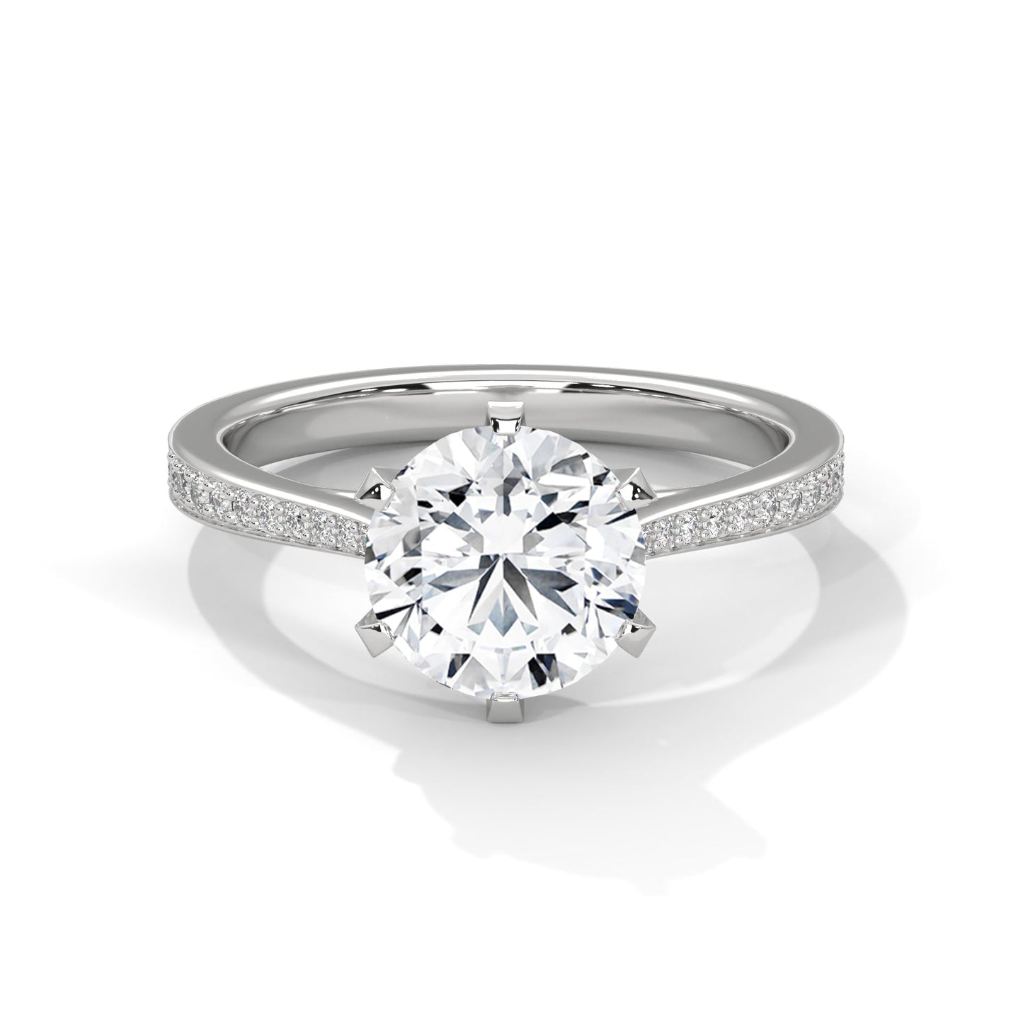Elowen 1.5ct Round Lab-Grown Diamond Pavé Engagement Ring | 1.72 CTW