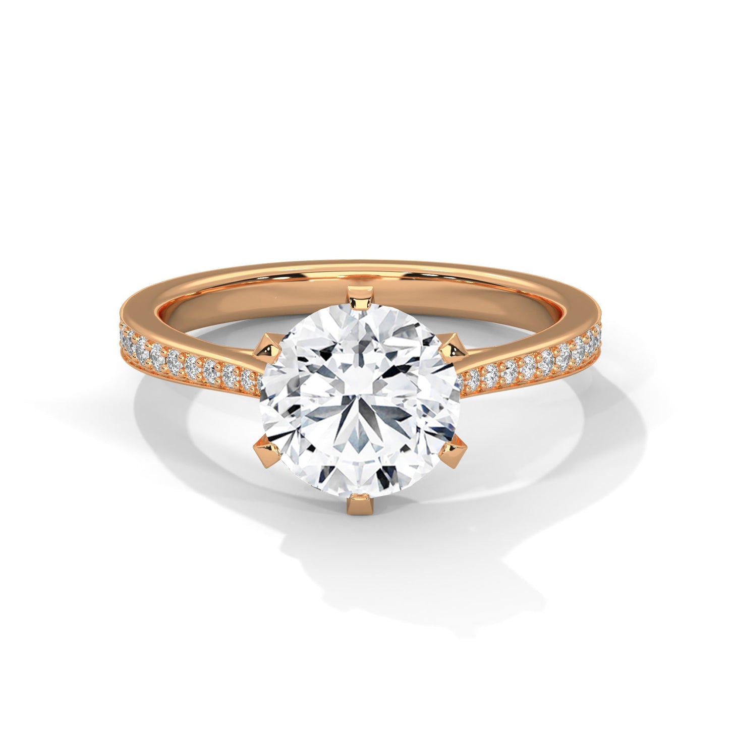 Elowen 1.5ct Round Lab-Grown Diamond Pavé Engagement Ring | 1.72 CTW