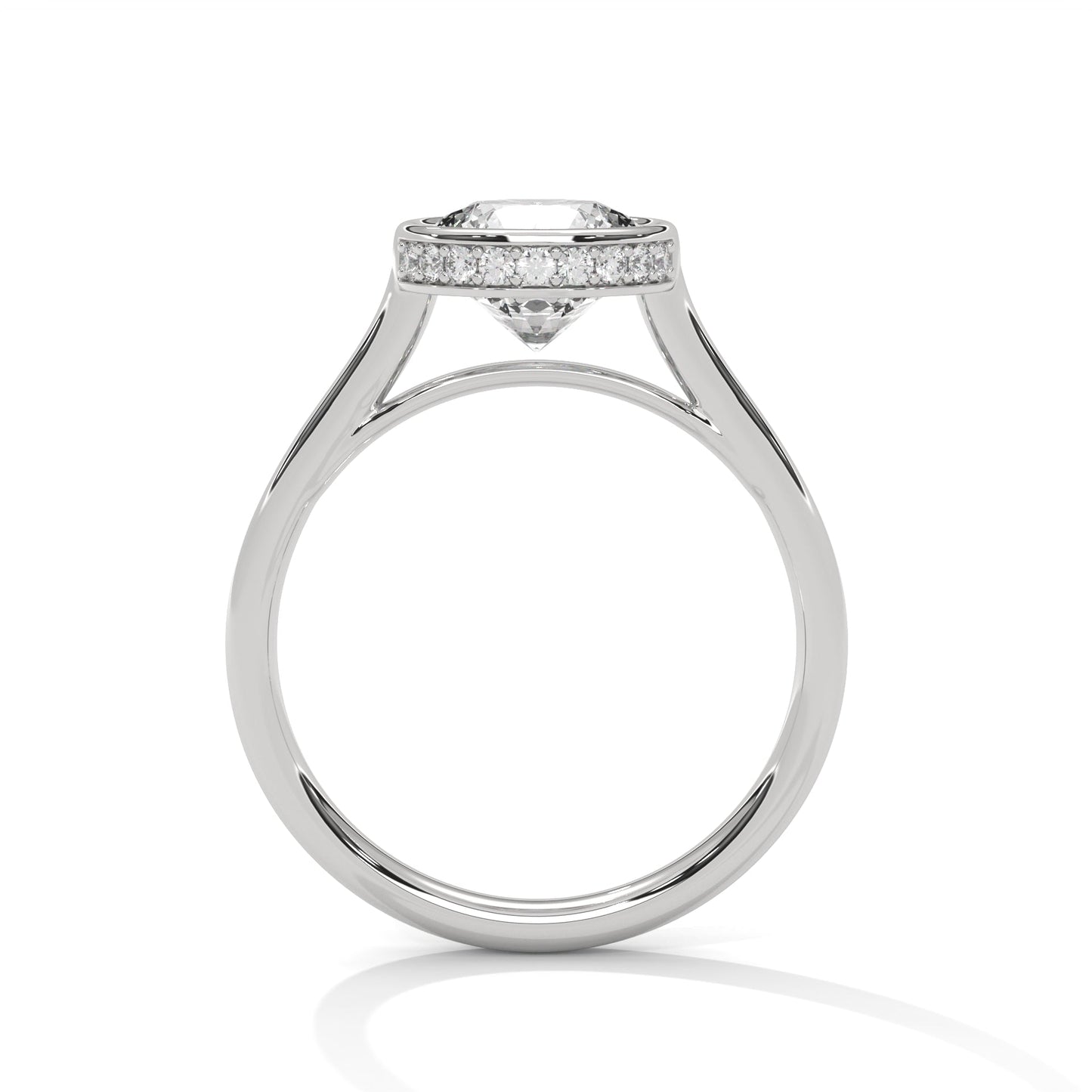 Modern Halo 1.5 CT Round-Cut Lab Grown Diamond Bezel Ring | 1.64 CTW