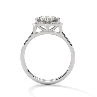 Regal Bloom 2.12 CTW Round-Cut Diamond Floral Halo Ring | E-VS1