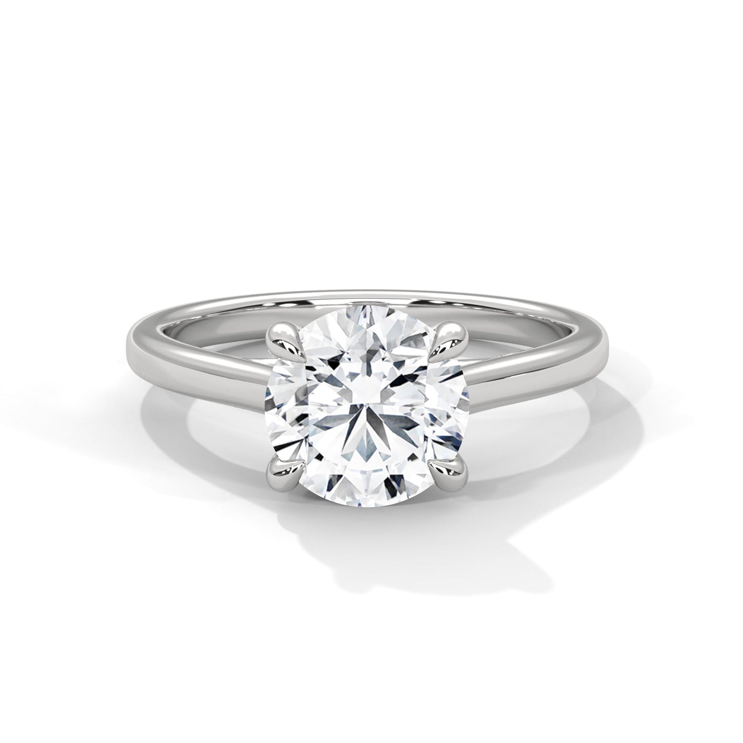 Solitaire Round Brilliant-Cut Engagement Ring with 2ct Lab-Grown Diamond (F VS1)