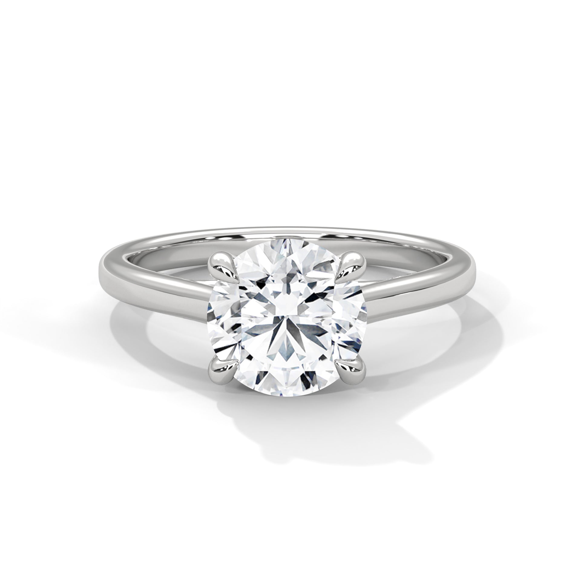 Solitaire Round Brilliant-Cut Engagement Ring with 2ct Lab-Grown Diamond (F VS1)