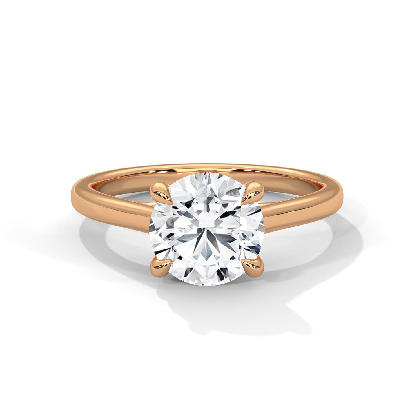 Solitaire Round Brilliant-Cut Engagement Ring with 2ct Lab-Grown Diamond (F VS1)
