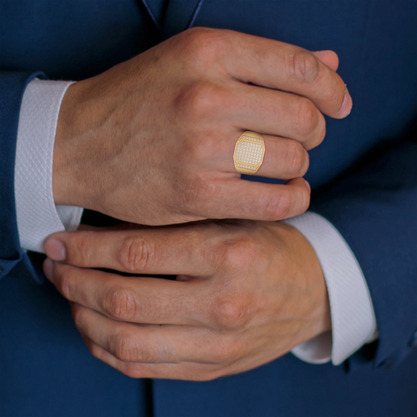 Prestige 0.73 CTW Round Lab-Grown Diamond Octagon Men's Ring