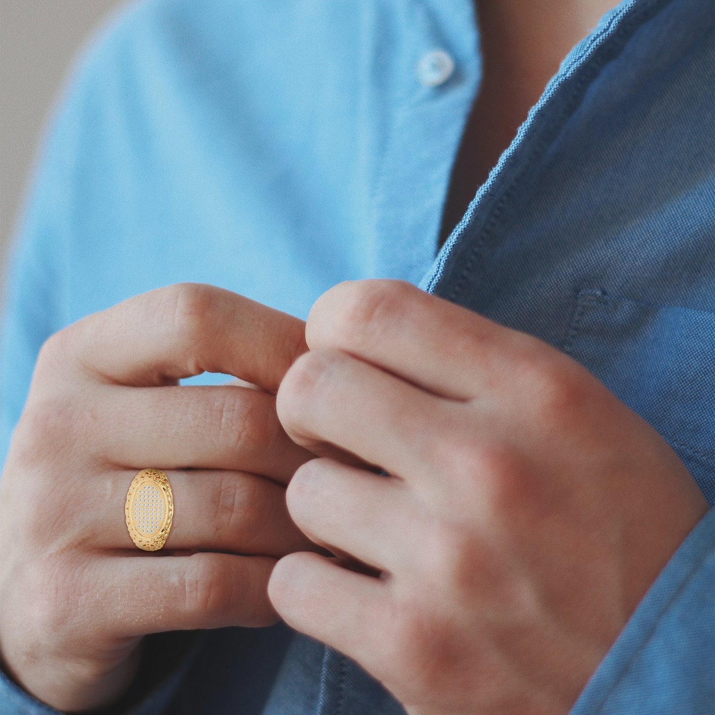 Elysian 0.31 CTW Round Lab-Grown Diamond Filigree Men's Ring