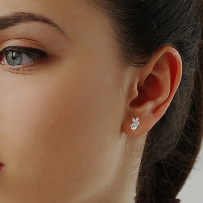 Rabbit- inspired Diamond Stud Earrings in 14K Gold | 1.41 CTW
