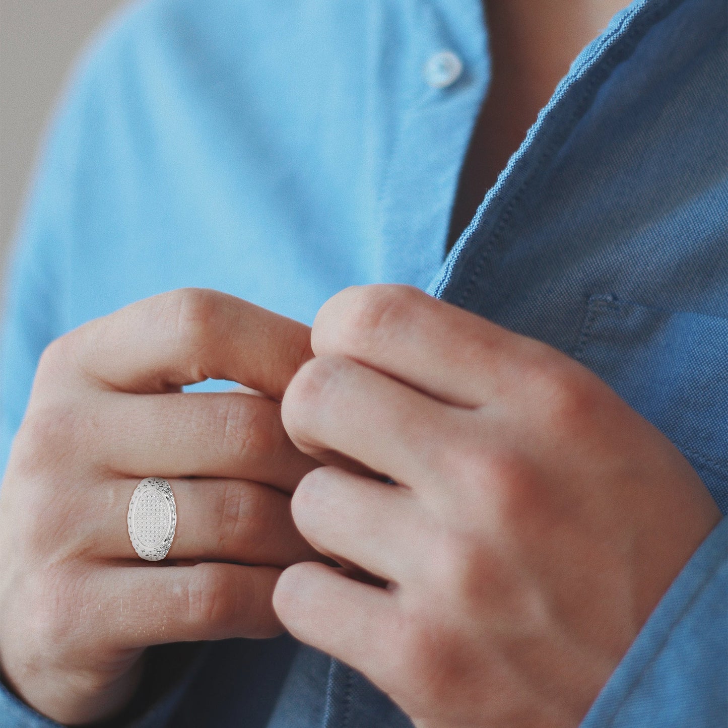 Elysian 0.31 CTW Round Lab-Grown Diamond Filigree Men's Ring