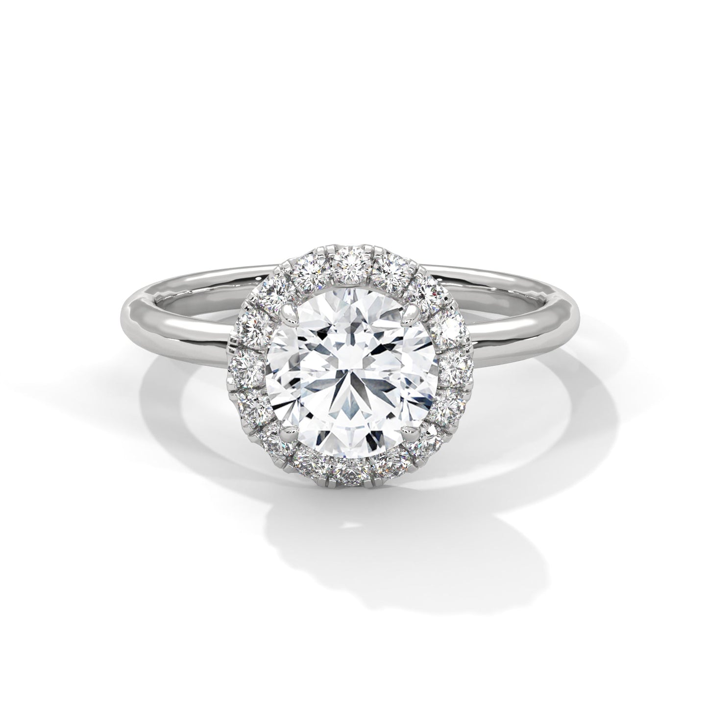 Round Halo White Gold ring