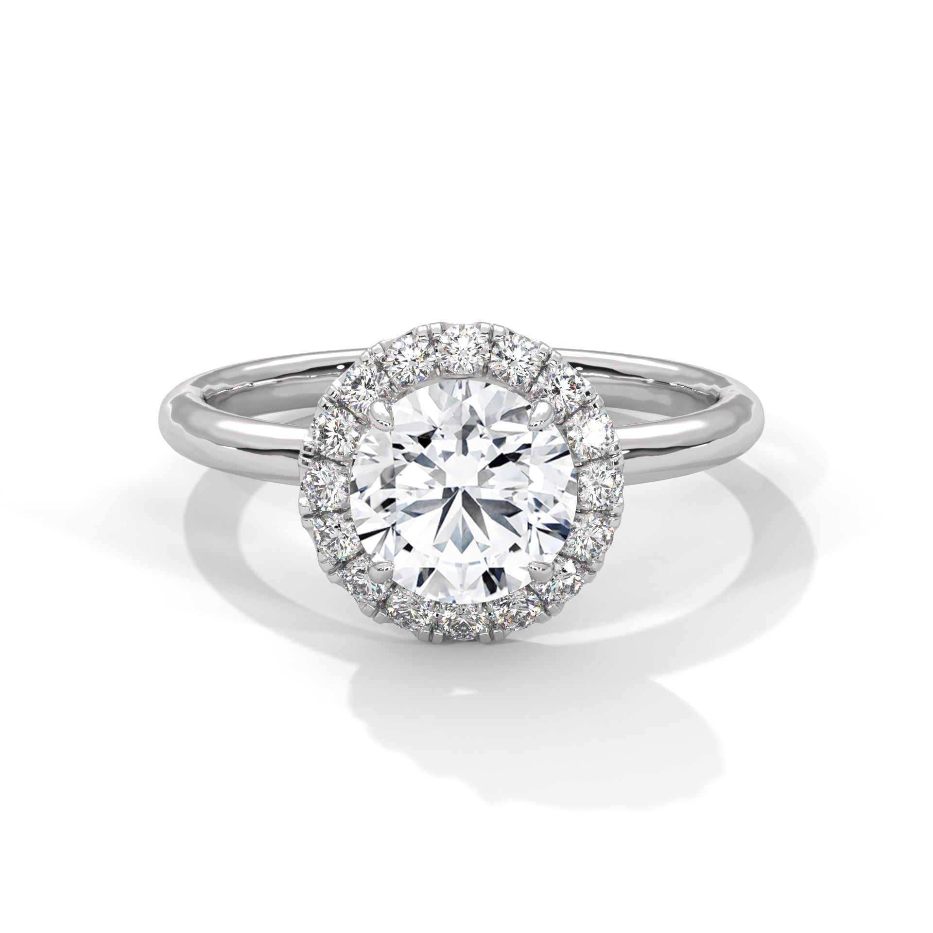 Round Halo White Gold ring