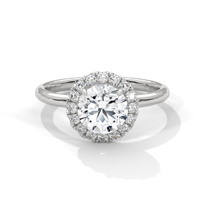 Round Halo White Gold ring